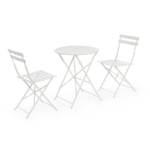 Set mobilier gradina otel alb Austin 41x46x80h (x2); :ø60x71h