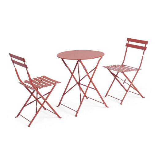 Set mobilier gradina otel caramiziu Austin 41x46x80h (x2); ø60x71h