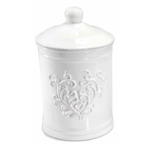 Borcan decorativ din ceramica alba Cuore 12x19 cm