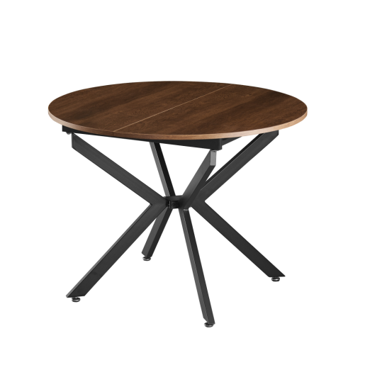 Masa dining extensibila fier negru mdf stejar inchis Abero 100x100-140x75 cm