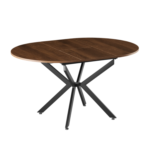 Masa dining extensibila fier negru mdf stejar inchis Abero 100x100-140x75 cm