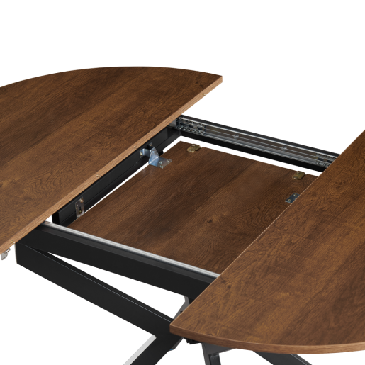 Masa dining extensibila fier negru mdf stejar inchis Abero 100x100-140x75 cm