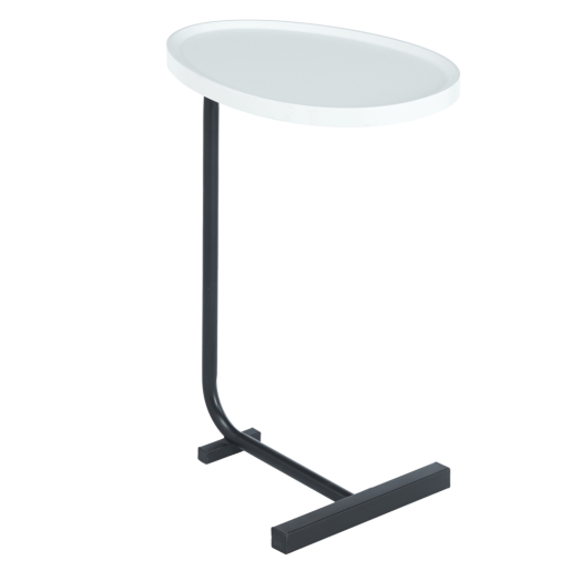 Masuta laterala mdf infoliat alb metal negru Abery 45x30x62 cm