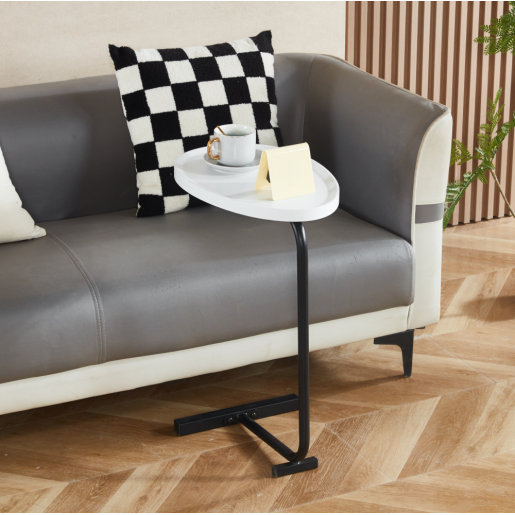 Masuta laterala mdf infoliat alb metal negru Abery 45x30x62 cm