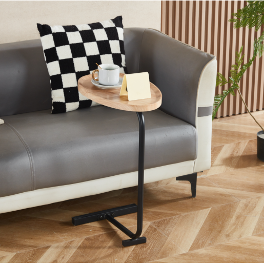 Masuta laterala mdf infoliat stejar metal negru Abery 45x30x62 cm