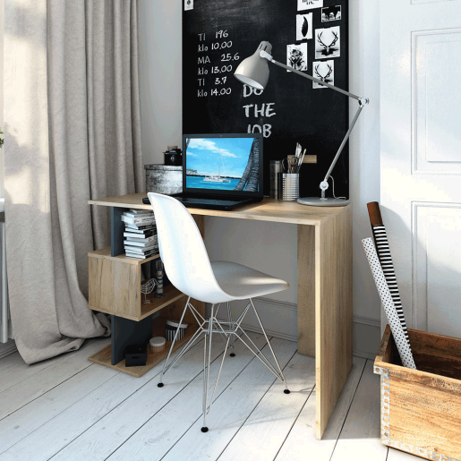 Birou pentru PC din pal maro stejar artisan grafit Abes 110x55x75 cm