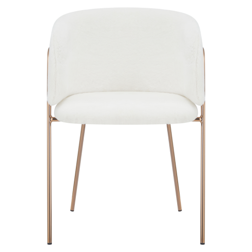 Fotoliu blana artificiala ivoire crom rose gold Adimar 57x56x75 cm