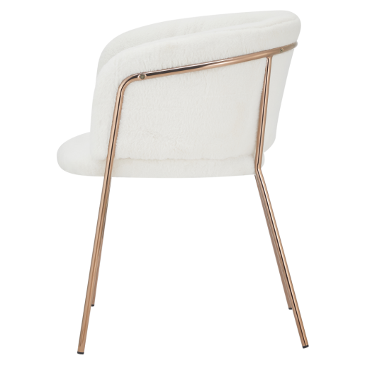 Fotoliu blana artificiala ivoire crom rose gold Adimar 57x56x75 cm