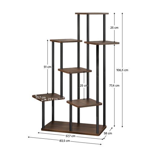 Suport flori metal negru lemn rustic Adite 83,5x58x106,5 cm