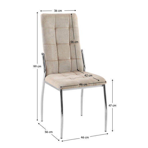 Scaun tesatura maro crom Adora 46x56x99 cm
