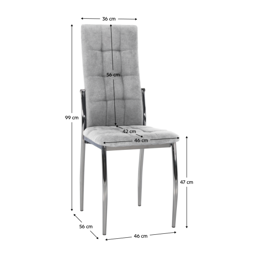 Scaun tesatura gri metal Adora 46x56x99 cm