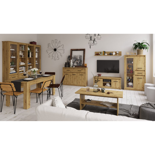 Masa dining extensibila PAL stejar artisan Airon 160-210x80x75.1 cm