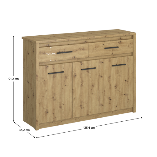 Comoda PAL stejar artisan Airon 125.4x36.2x91.2 cm