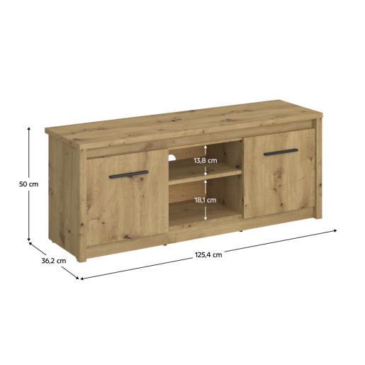 Comoda TV PAL stejar Artisan Airon 125,4x36,2x50 cm