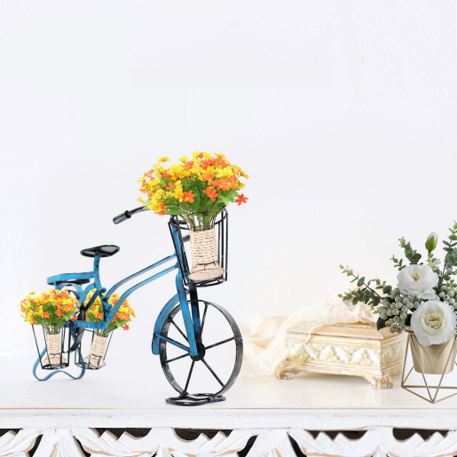 Suport ghivece flori in forma de bicicleta metal negru albastru Albo 42x16x24 cm