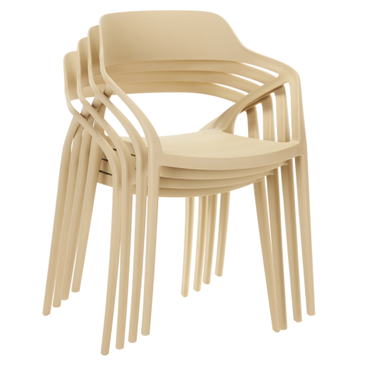 Scaun stivuibil plastic maro taupe Alfio 57x50x80 cm