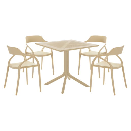 Scaun stivuibil plastic maro taupe Alfio 57x50x80 cm