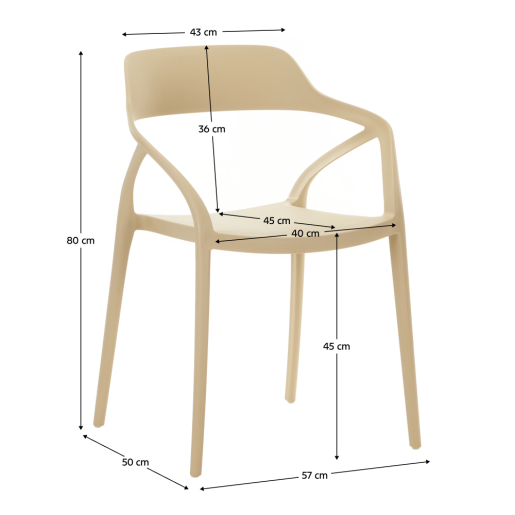 Scaun stivuibil plastic maro taupe Alfio 57x50x80 cm