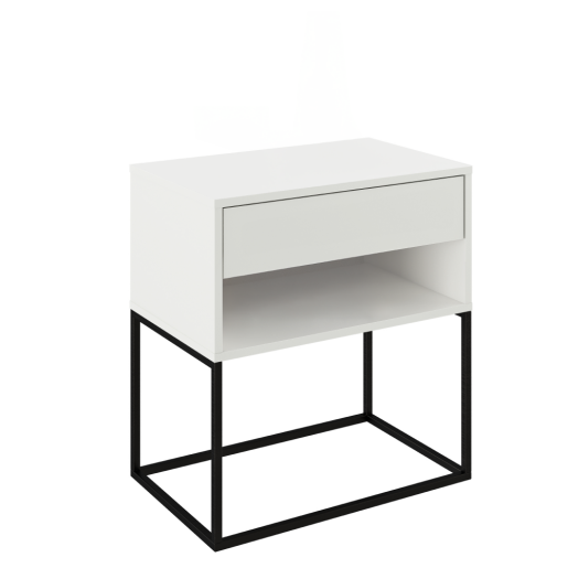 Noptiera DTD alb metal negru Arti 60x38,4x65 cm