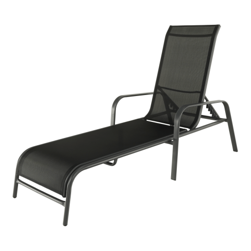 Sezlong de gradina reglabil negru gri Atreo 64x161x100 cm 