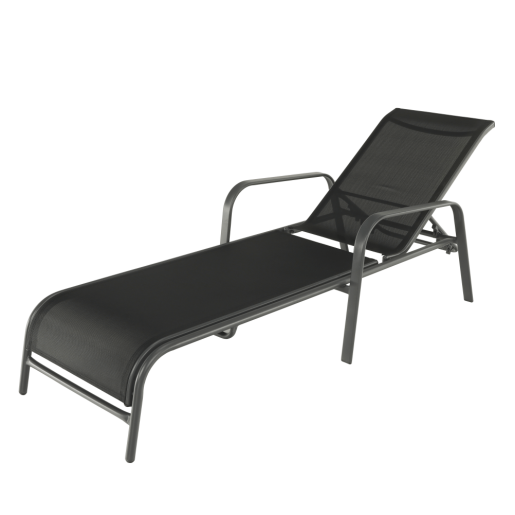 Sezlong de gradina reglabil negru gri Atreo 64x161x100 cm 