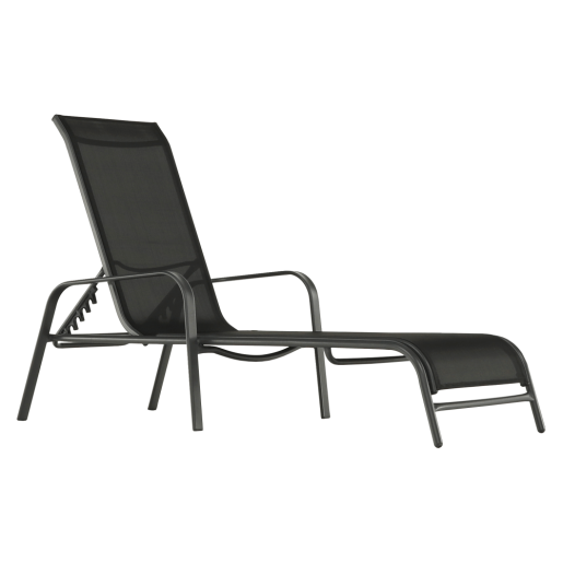 Sezlong de gradina reglabil negru gri Atreo 64x161x100 cm 