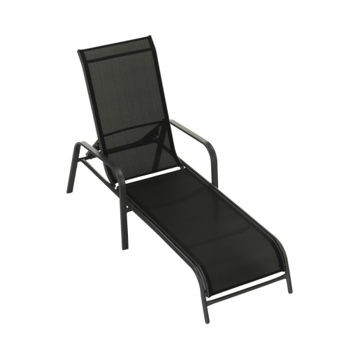 Sezlong de gradina reglabil negru gri Atreo 64x161x100 cm 