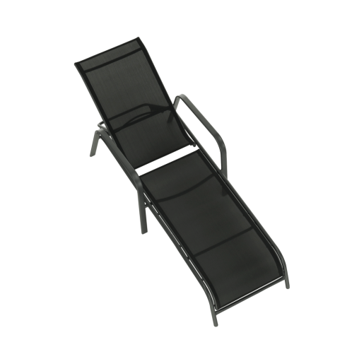 Sezlong de gradina reglabil negru gri Atreo 64x161x100 cm 