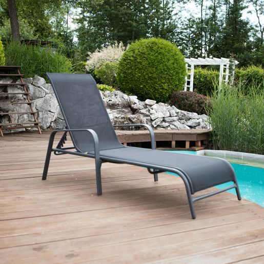 Sezlong de gradina reglabil negru gri Atreo 64x161x100 cm 
