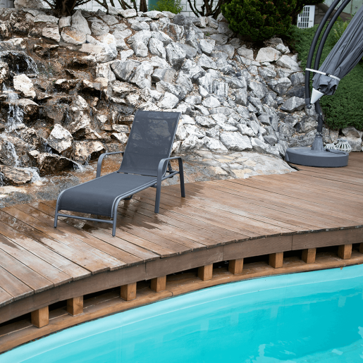 Sezlong de gradina reglabil negru gri Atreo 64x161x100 cm 