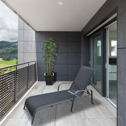 Sezlong de gradina reglabil negru gri Atreo 64x161x100 cm 