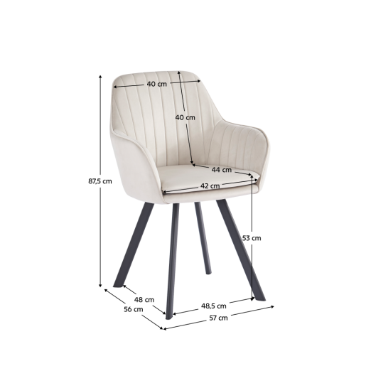 Fotoliu de design textil bej metal negru  Auril 57x56x87.5 cm 
