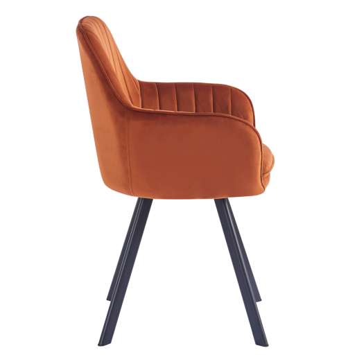 Fotoliu de design catifea teracota metal negru Auril 57x56x87.5 cm