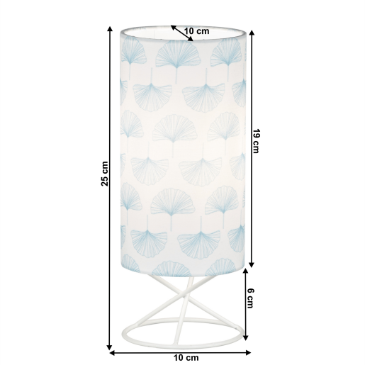 Veioza abajur metal textil alb albastru Avam 10x10x25 cm