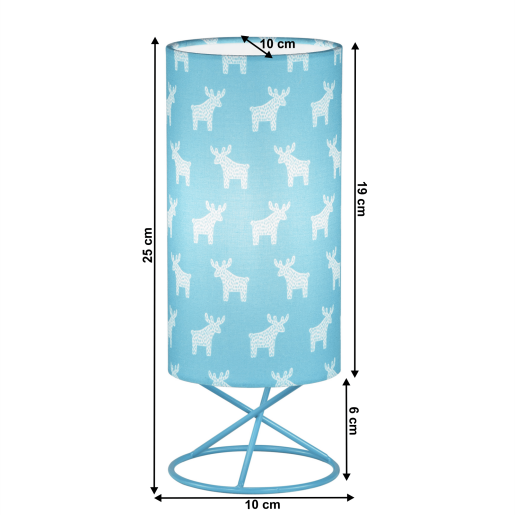 Veioza abajur metal textil albastru Avam 10x10x25 cm