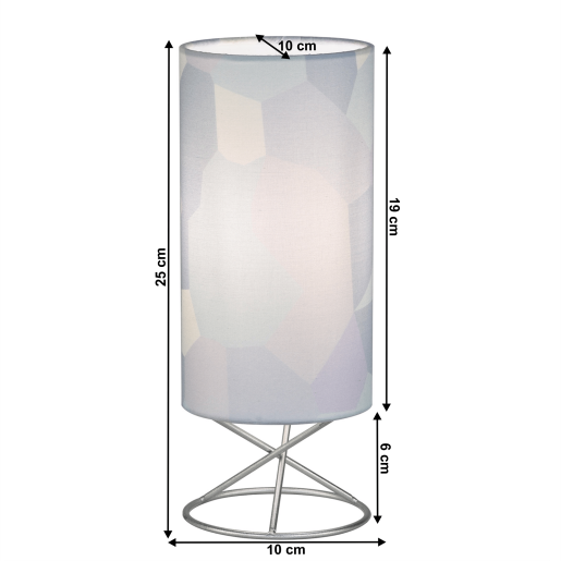 Veioza abajur metal textil gri Avam 10x10x25 cm 