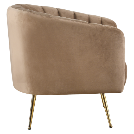 Fotoliu de design catifea maro crom auriu Bagy 78x78x78 cm