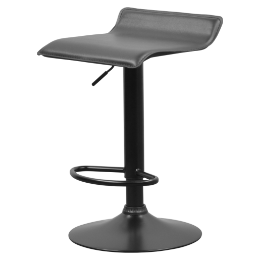 Scaun bar metal piele ecologica neagra Baili 38x39x64-84,5 cm