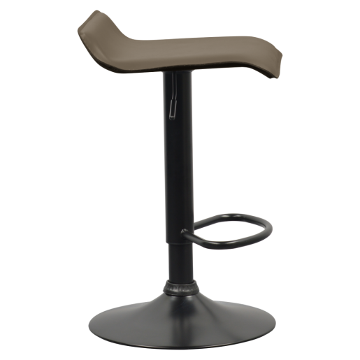 Scaun bar metal negru piele ecologica maro taupe Baili 38x39x64-84,5 cm