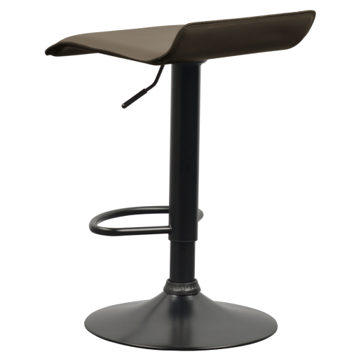 Scaun bar metal negru piele ecologica maro taupe Baili 38x39x64-84,5 cm