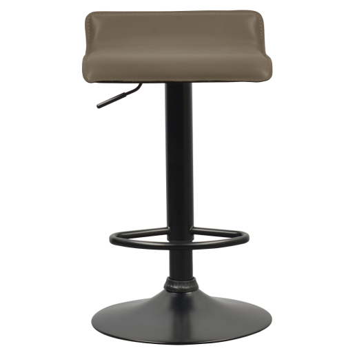 Scaun bar metal negru piele ecologica maro taupe Baili 38x39x64-84,5 cm