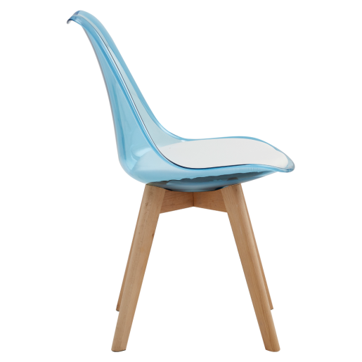 Scaun acril albastru piele ecologică lemn fag Bali 48x54x80 cm