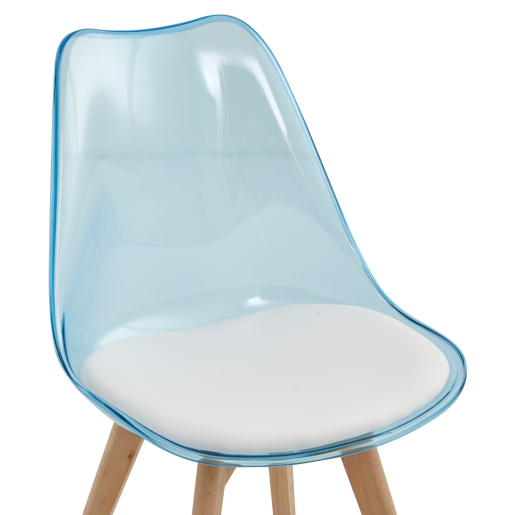 Scaun acril albastru piele ecologică lemn fag Bali 48x54x80 cm