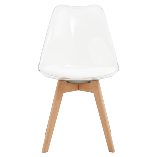 Scaun transparent acril piele ecologică lemn fag Bali 48x54x80 cm