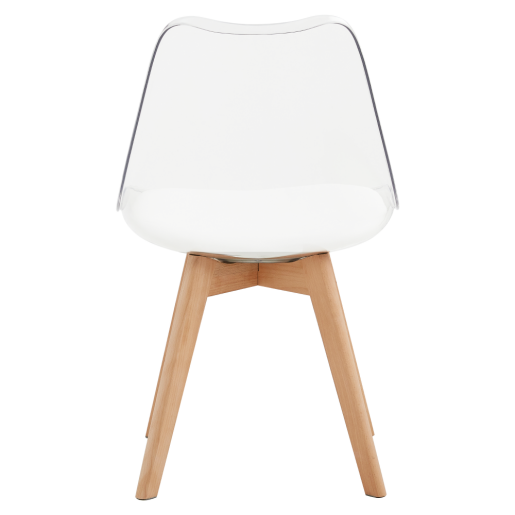 Scaun transparent acril piele ecologică lemn fag Bali 48x54x80 cm