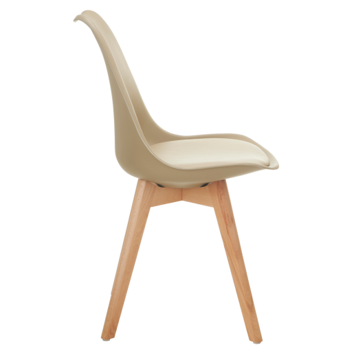 Scaun plastic piele ecologica capucino fag Bali 48x53x82 cm