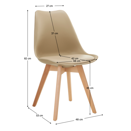 Scaun plastic piele ecologica capucino fag Bali 48x53x82 cm