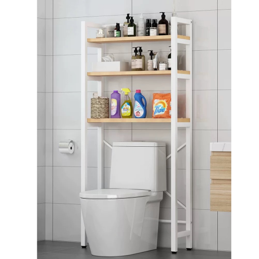 Raft deasupra toaletei stejar natur alb Balram 63x27,5x155 cm