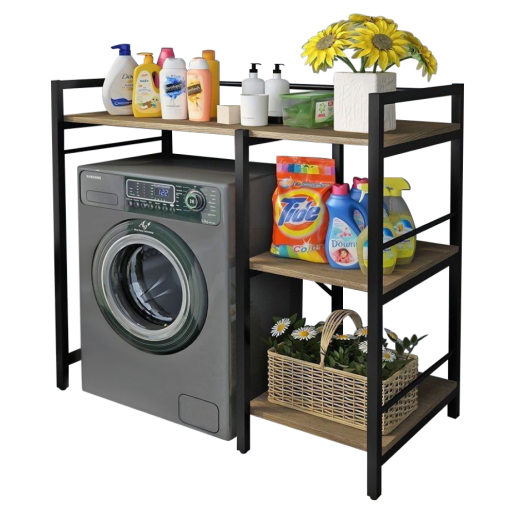 Raft deasupra masinii de spalat stejar negru Barnet 100x60x111.5 cm