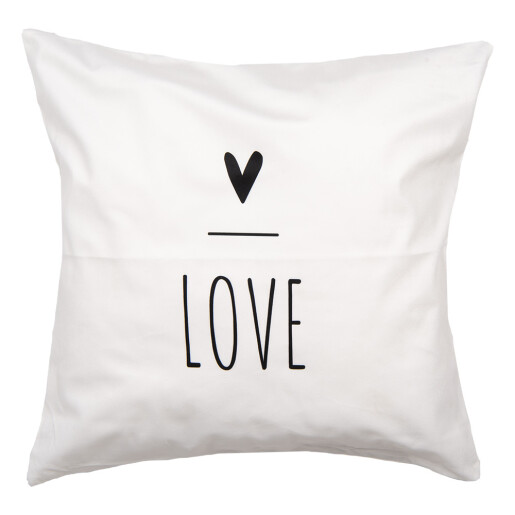 Fata perna decorativa textil alb negru Love 45x45 cm